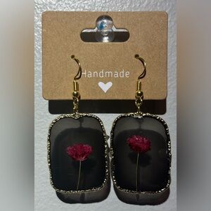 Handmade Gold and Black Floral Earrings